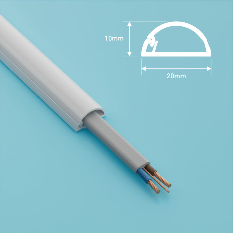 D-Line Trunking - 20x10mm White 3m Self Adhesive Length