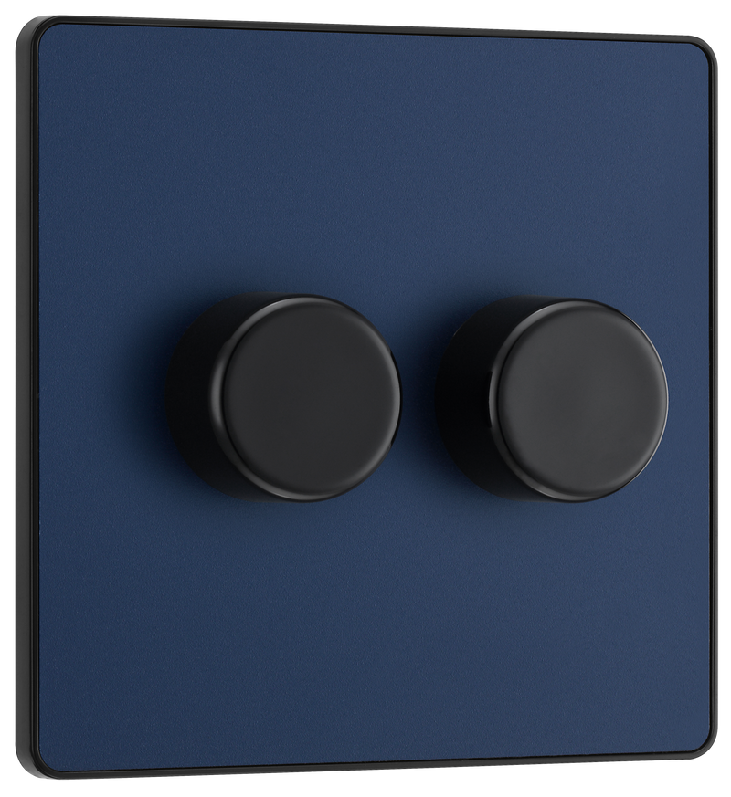 BG Electrical Evolve Matt Blue - Double, 2 way push 200W
