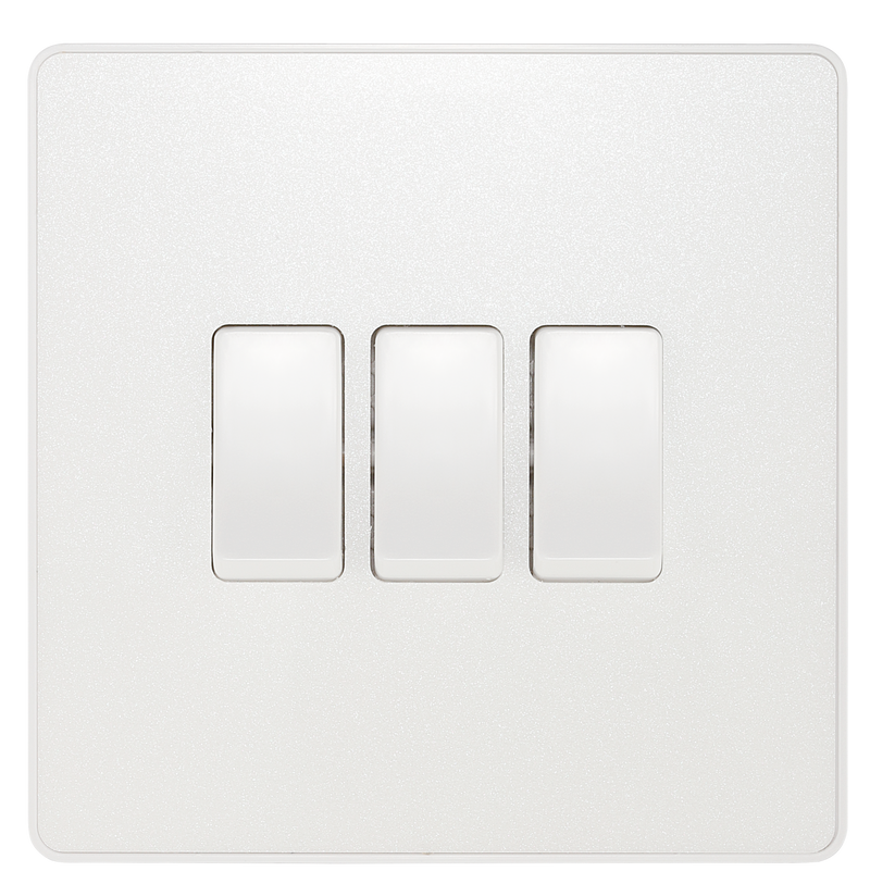 BG Electrical Evolve Pearlescent White - Triple, 2 way switch