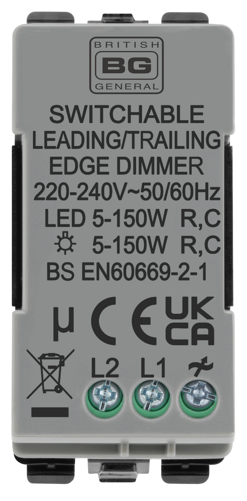 BG Electrical Grid - 2 way, Intelligent Dual Mode Dimmer (EVOLVE BLACK)