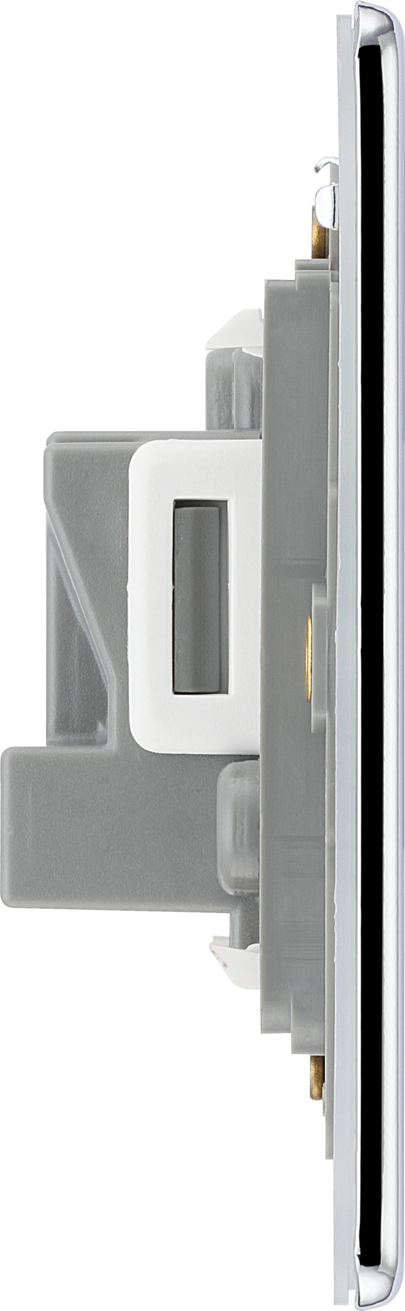 BG Electrical Flatplate Screwless Polished Chrome - 5A, single, unswitched, round pin