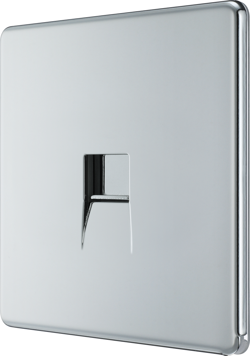 BG Electrical Flatplate Screwless Polished Chrome - Single, telephone socket, master