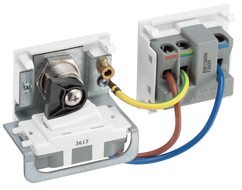 BG Electrical Euro Module - 13A double pole, key controlled socket