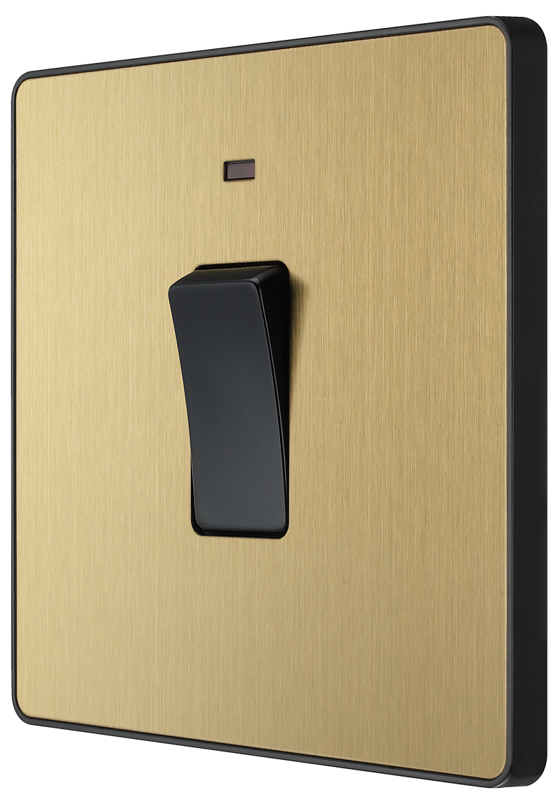 BG Electrical Evolve Satin Brass - 20A, double pole, with indicator
