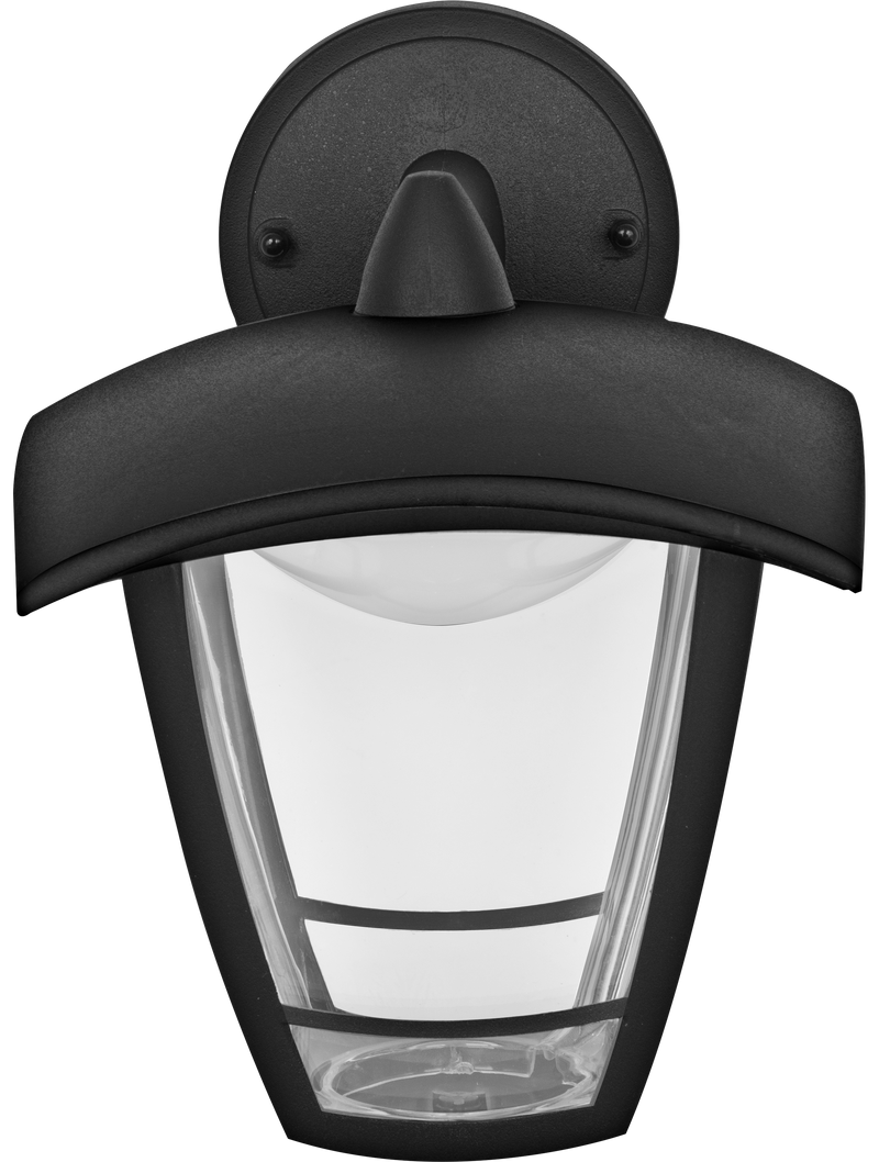 Luceco Coach Lantern - Exterior LED Coach Lantern 4 Panel Top Arm 640lm 8w 4000k Ip44 Black Non-pir