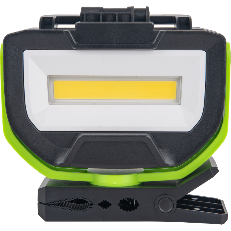 Luceco Clamp - Twin Panel LED Worklight with Magnetic Clamp and USB Power Bank, Rechargeable, Fully Rotating and Tilting Inspection Light, Folding, High Capacity Battery, IP54, 30W, 2500lm, 6500K,