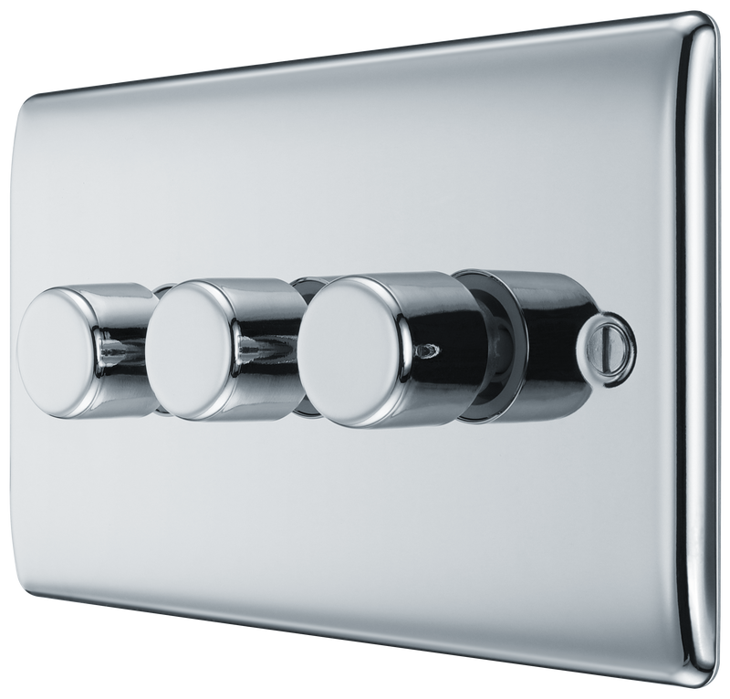BG Electrical Nexus Metal Polished Chrome - Triple, 2 way push 200W