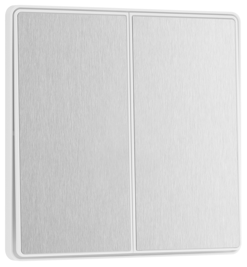 BG Electrical Evolve Brushed Steel - Double, 2 way switch, edge rocker