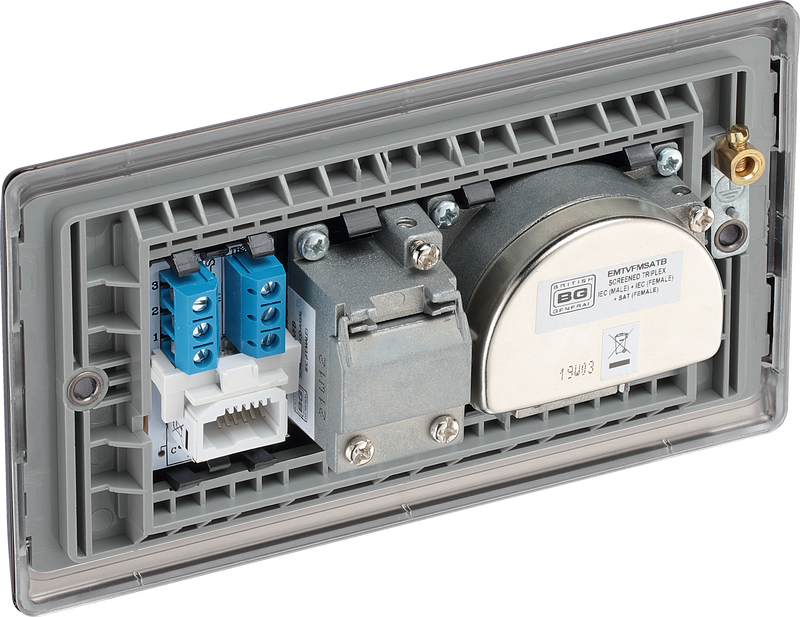BG Electrical Nexus Metal Black Nickel - Triplex with BT outlet and co-axial return - screened