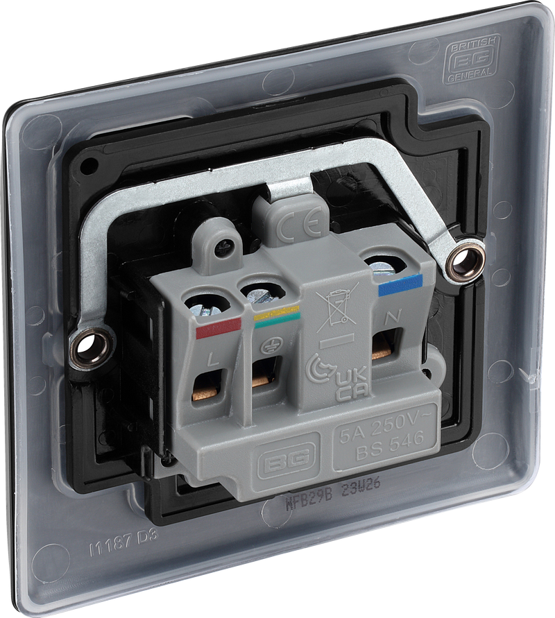 BG Electrical Nexus Metal Matt Black - 5A, single, unswitched, round pin