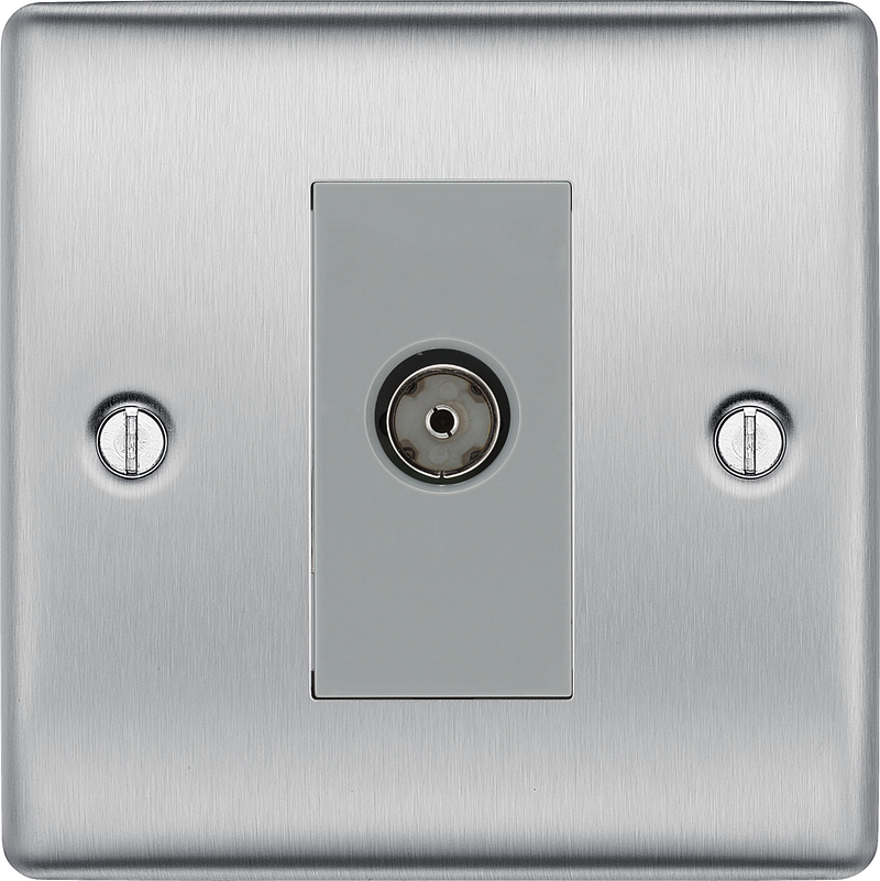 BG Electrical Nexus Metal Brushed Steel - Single, isolated, co-axial