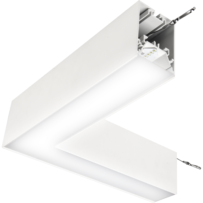 Luceco Contour Suspended - Contour 314mm suspended 90° connector module 600lumens with fixed output driver finished in white