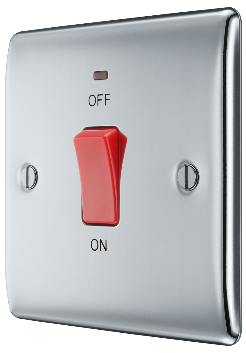 BG Electrical Nexus Metal Polished Chrome - 45A, double pole, single plate, with indicator