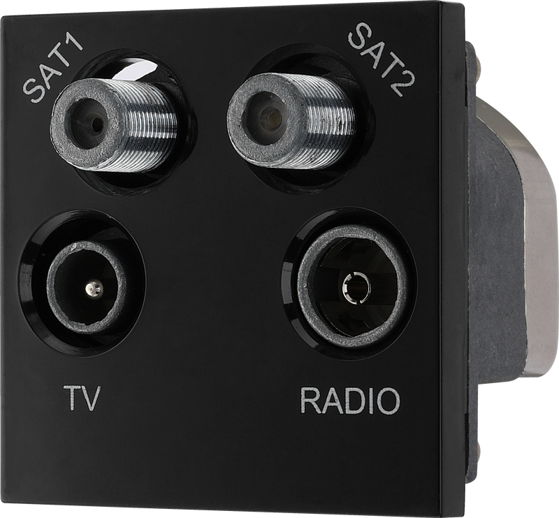 BG Electrical Euro Module - TV radio and dual satellite module - TV IEC male, radio IEC female, dual satellite female