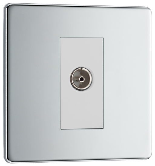 BG Electrical Flatplate Screwless Polished Chrome - Single, isolated, co-axial