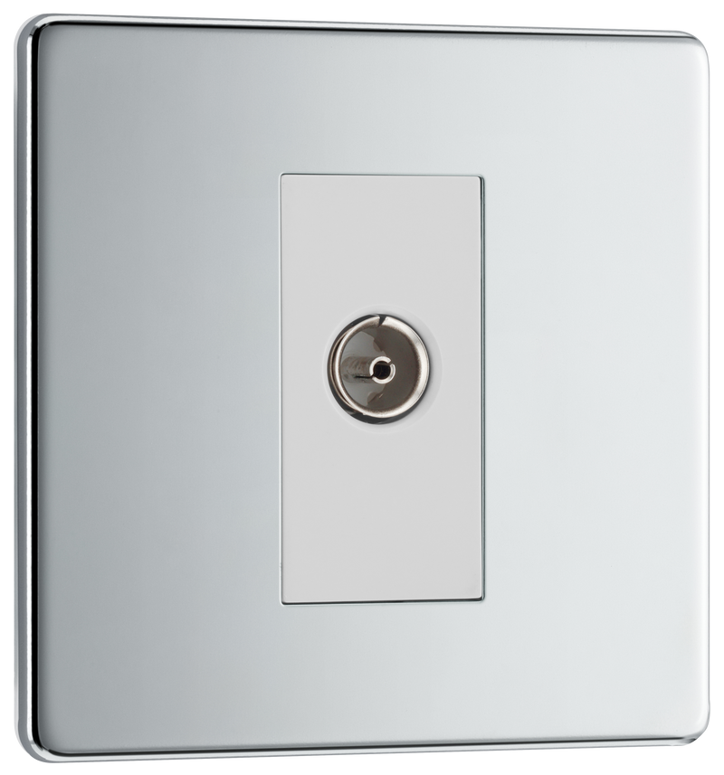 BG Electrical Flatplate Screwless Polished Chrome - Single, isolated, co-axial