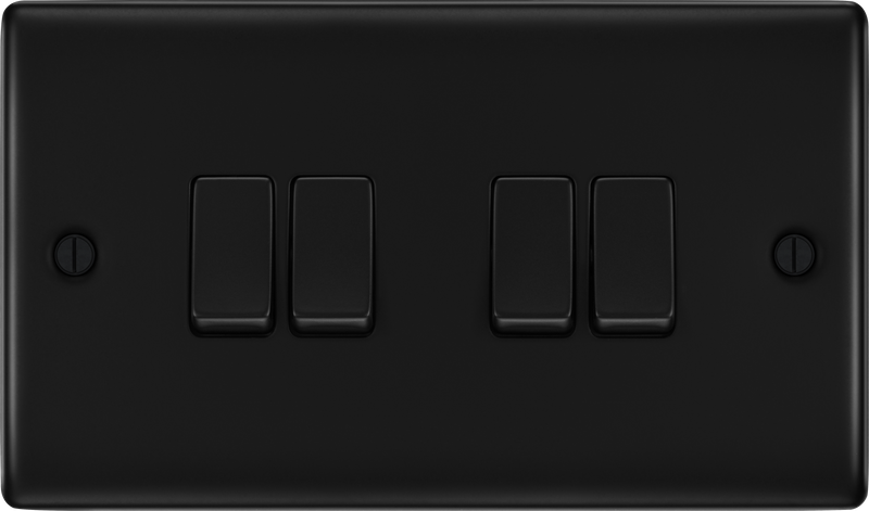 BG Electrical Nexus Metal Matt Black - Quadruple, 2 way switch