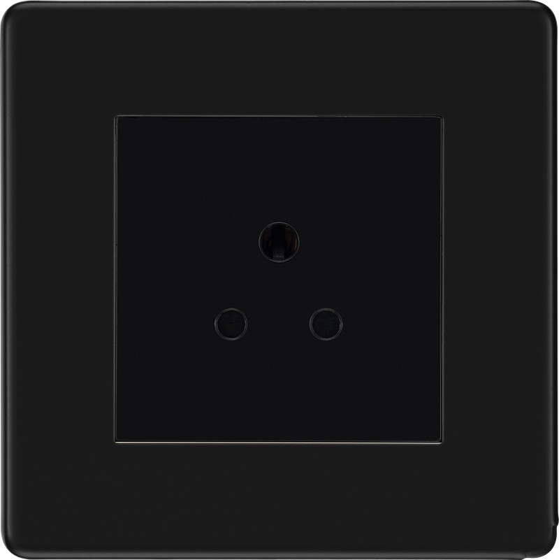 BG Electrical Flatplate Screwless Matt Black - 2A, Single, unswitched, round pin