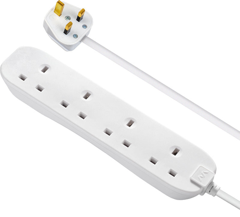 Masterplug Basic - 4 Sockets, 3m, 13A, White