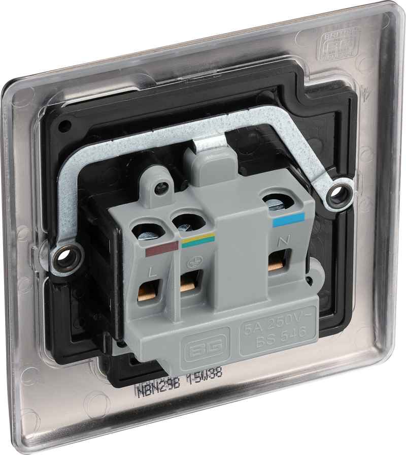 BG Electrical Nexus Metal Black Nickel - 5A, single, unswitched, round pin