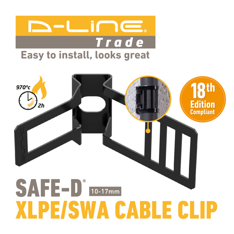 D-Line Fire Clip - Adjustable Cable Clip 10-17mm - Black (Box of 100)