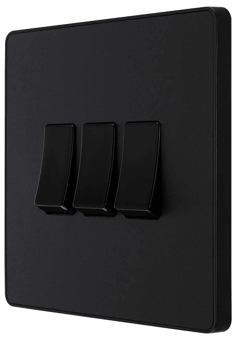 BG Electrical Evolve Matt Black - Triple, 2 way switch