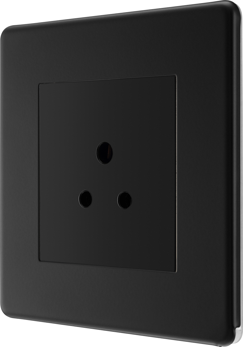BG Electrical Flatplate Screwless Matt Black - 2A, Single, unswitched, round pin