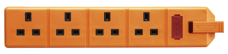 Masterplug Work - 4 Sockets, 13A, Orange