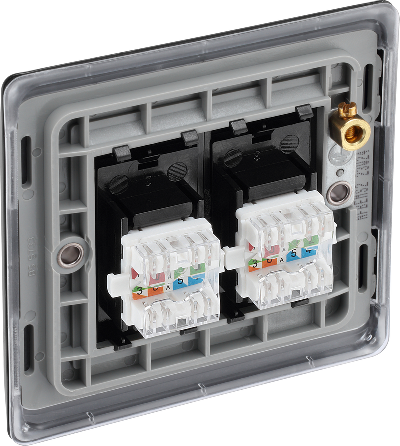 BG Electrical Nexus Metal Matt Black - Double, RJ45 data socket