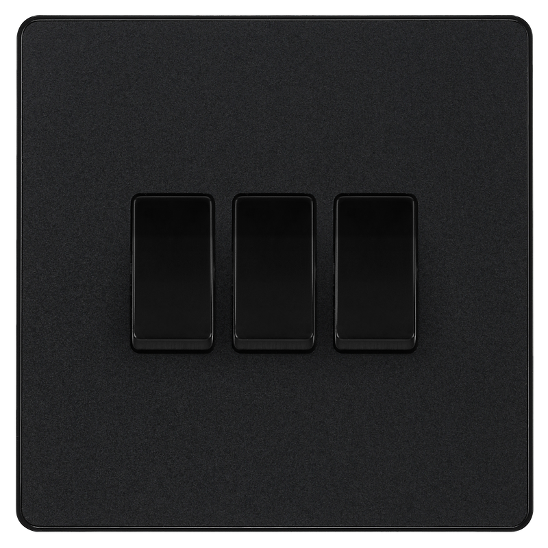 BG Electrical Evolve Matt Black - Triple, 2 way switch