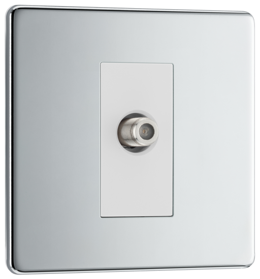 BG Electrical Flatplate Screwless Polished Chrome - Single, satellite