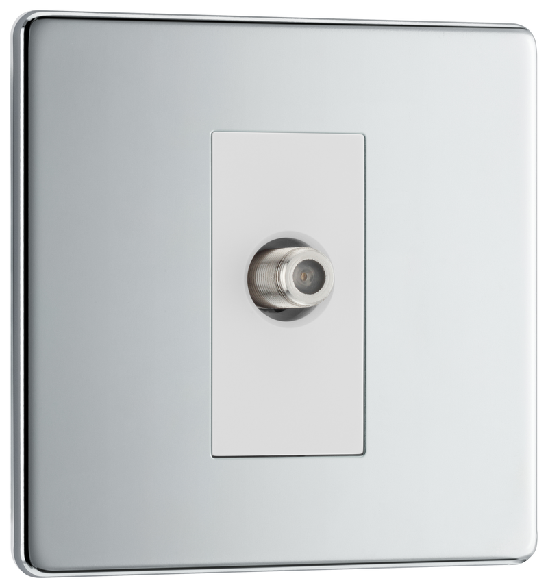BG Electrical Flatplate Screwless Polished Chrome - Single, satellite