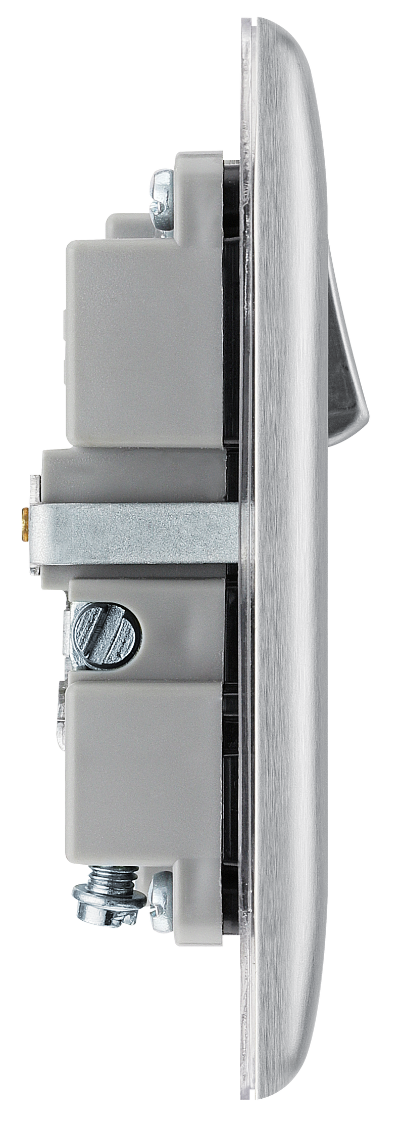 BG Electrical Nexus Metal Brushed Steel - Single switched, single pole, with 2 x USB A