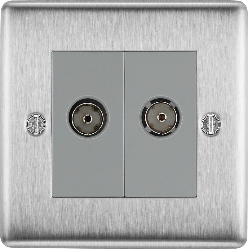 BG Electrical Nexus Metal Brushed Steel - Double, TV/FM