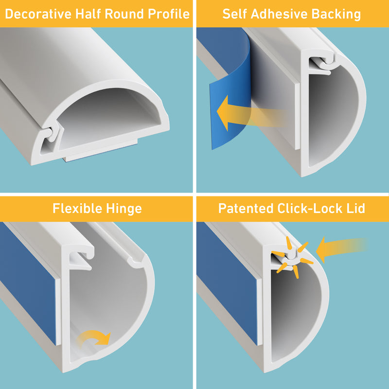 D-Line Trunking - 20x10mm White 2m Self Adhesive Length