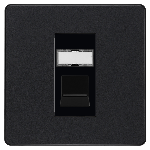 BG Electrical Evolve Matt Black - Single, RJ45 telephone socket