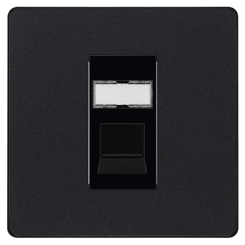 BG Electrical Evolve Matt Black - Single, RJ45 telephone socket