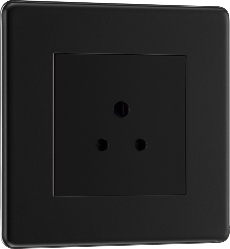 BG Electrical Flatplate Screwless Matt Black - 2A, Single, unswitched, round pin