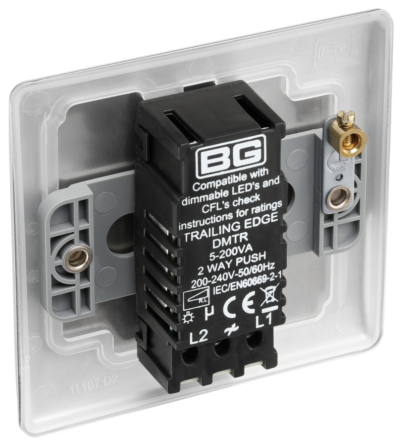 BG Electrical Nexus Metal Brushed Steel - Single, 2 way push 200W