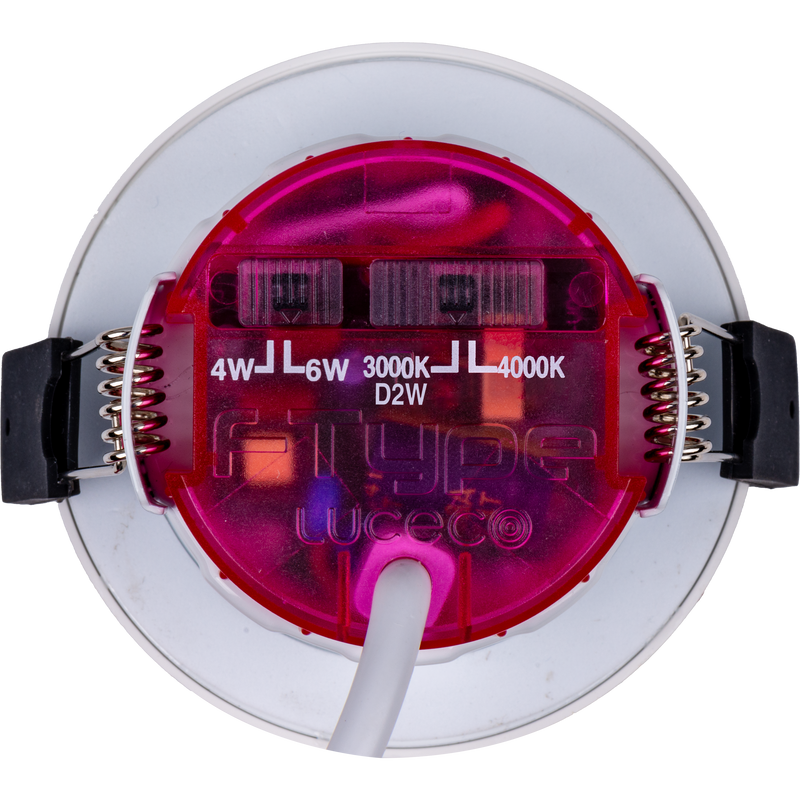 Luceco Elite - FType Elite Fire Rated Downlight 4W/6W 690lm Power Change & CCT Change 3000K / 4000K Dim2Warm Dimmable IP65 White - Adjustable