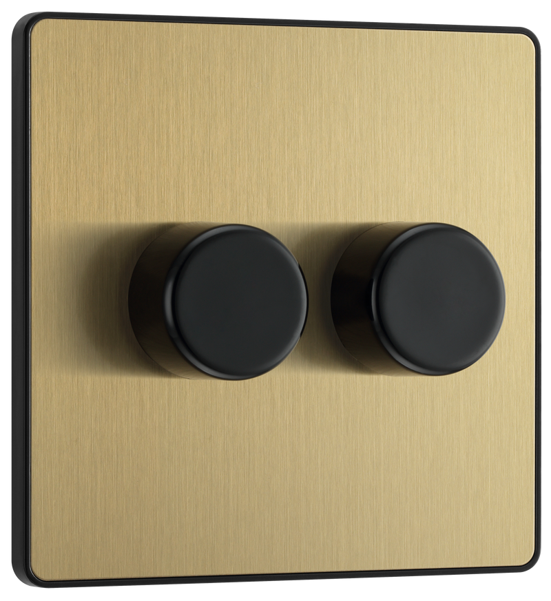 BG Electrical Evolve Satin Brass - Double, 2 way push 200W