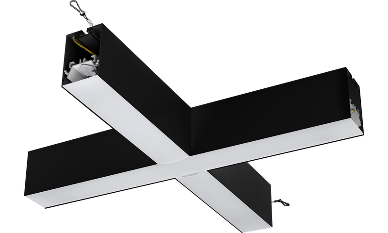 Luceco Contour Suspended - Contour 568mm suspended X connector module 2400lumens with fixed output driver finished in black