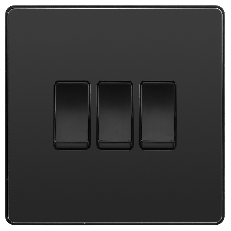 BG Electrical Evolve Black Chrome - Triple, 2 way switch