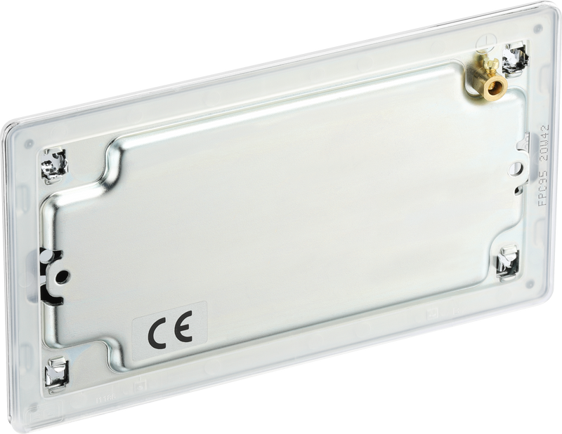 BG Electrical Flatplate Screwless Polished Chrome - Double, blank plate