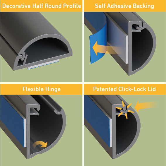 D-Line Trunking - 16x8mm Aluminium-Effect 3m Self Adhesive Length