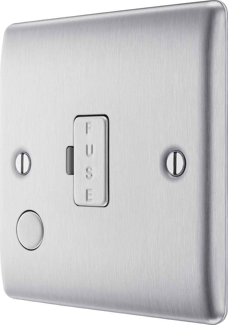BG Electrical Nexus Metal Brushed Steel - Unswitched and fused with flex outlet