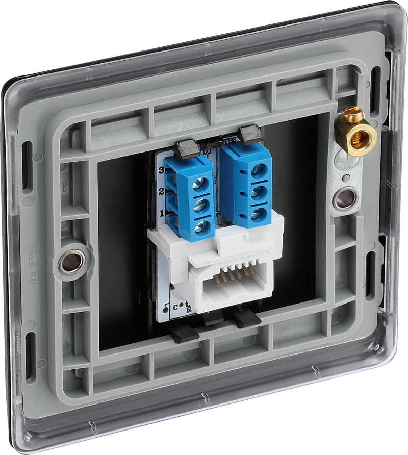 BG Electrical Nexus Metal Matt Black - Single, telephone socket, secondary
