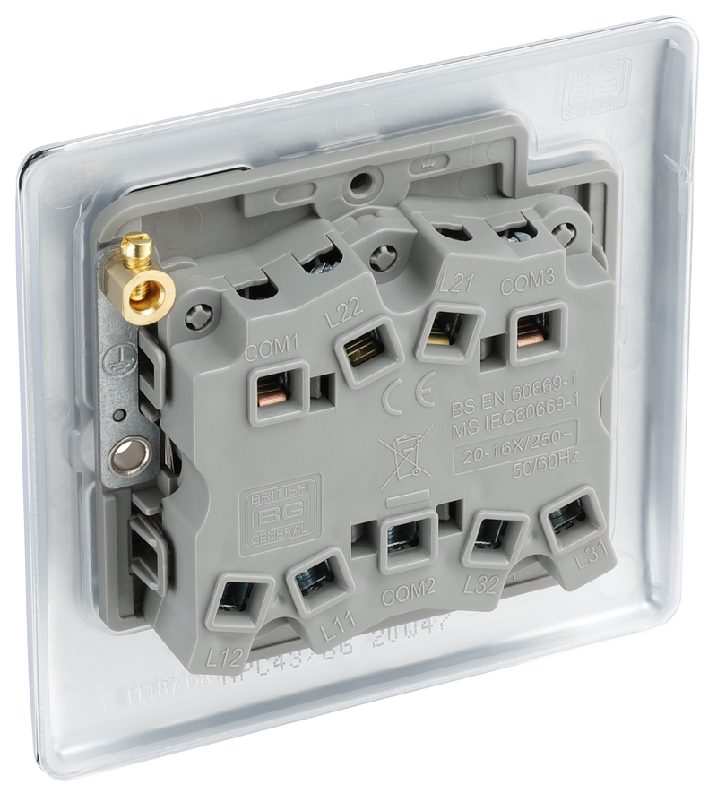 BG Electrical Nexus Metal Polished Chrome - Triple, 2 way switch