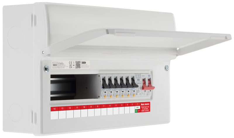 BG Circuit Protection RCBO Main Switch SPD - 16 module, 13 way, 100A Main Switch, 6 RCBO's, Type 2 SPD