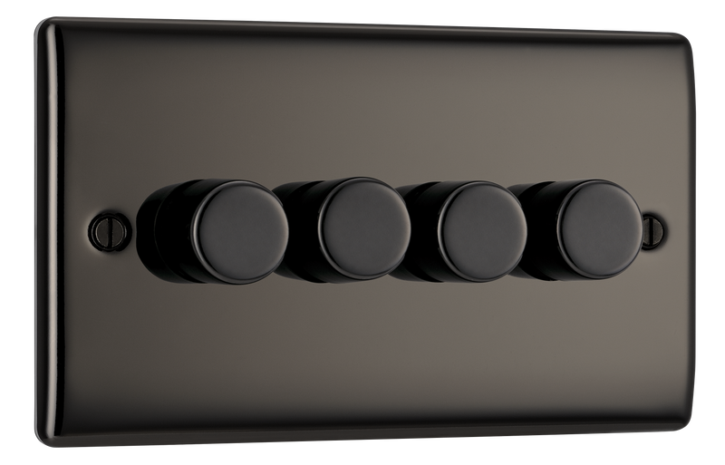 BG Electrical Nexus Metal Black Nickel - Quadruple, 2 way push 200W